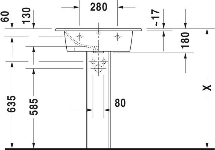 Immagine prodotto Duravit Lavabo per mobili ME by Starck m ÜL m HLB 630x490mm 1 foro per rubinetto bianco WG (490 mm, 630 mm)