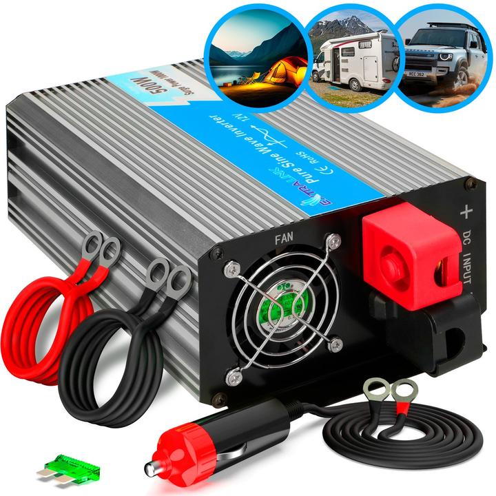 Produktbild Extralink CAR VOLTAGE CONVERTER -,, PURE SINUS OPIP-500W power adapter/inverter Auto Aluminium