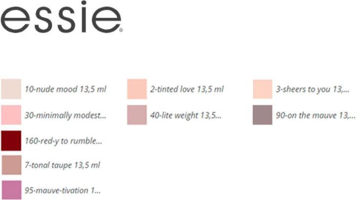 Valori nutrizionali e ingredienti Essie Trattare l'amore e il colore (10 Stato d'animo nudo, Smalto)