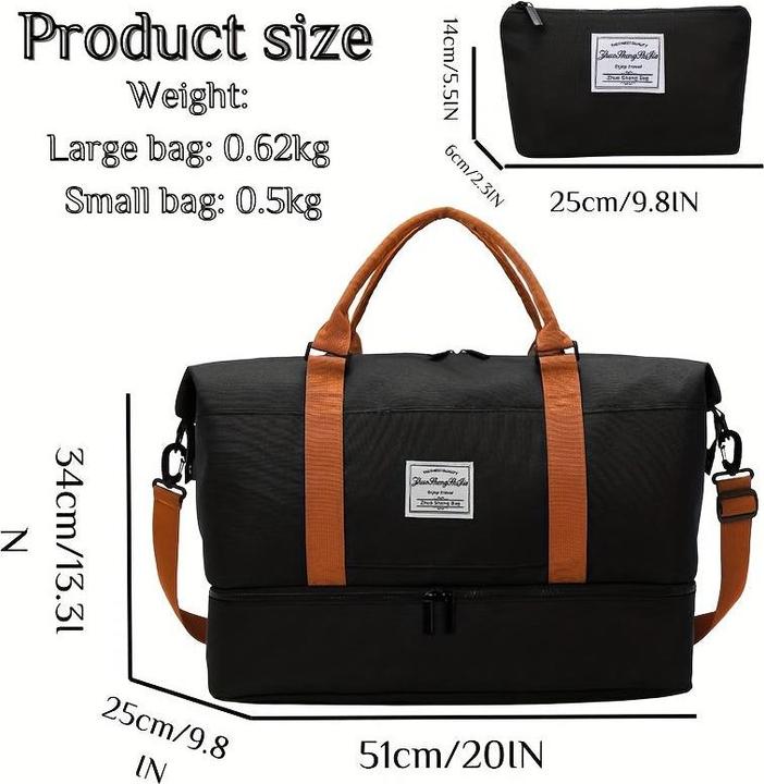 Actual product image Only-Bags.Store 2-piece travel bag set with toiletry bag, large capacity crossbody weekender overnight bag (55 l)