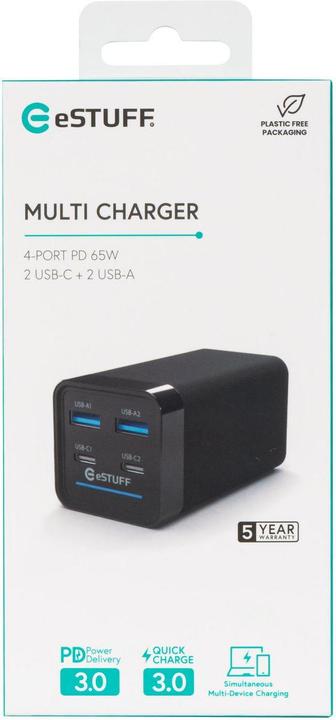 Produktbild eSTUFF Multi charger PD65W 2C+2A (65 W)