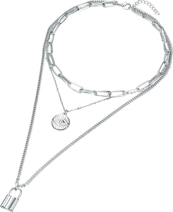 Actual product image Lulu & Jane Ladies lock metal alloy silver 44.0 cm/48.0 cm/68.0 cm base chain + 5.0 - 29113 (Metal alloy)
