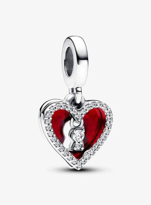 Immagine prodotto Pandora Ciondolo doppio con cuore rosso e buco della serratura (Argento 925)