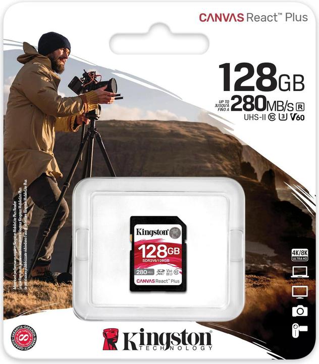Produktbild Kingston Canvas React Plus (128 GB, SDXC, U3, UHS-II)