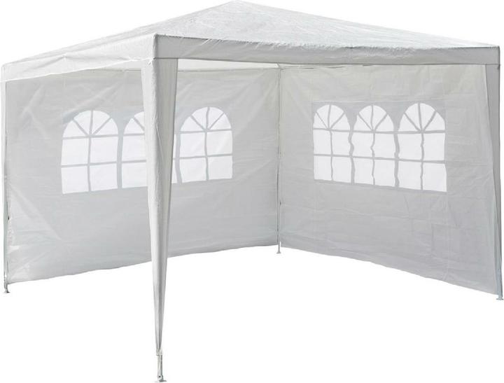 Actual product image VCM Pavillon 3x3 m in weiss PE Plane 2 Seitenteile Partyzelt Gartenzelt Sonnenschutz (300 cm, 300 cm)