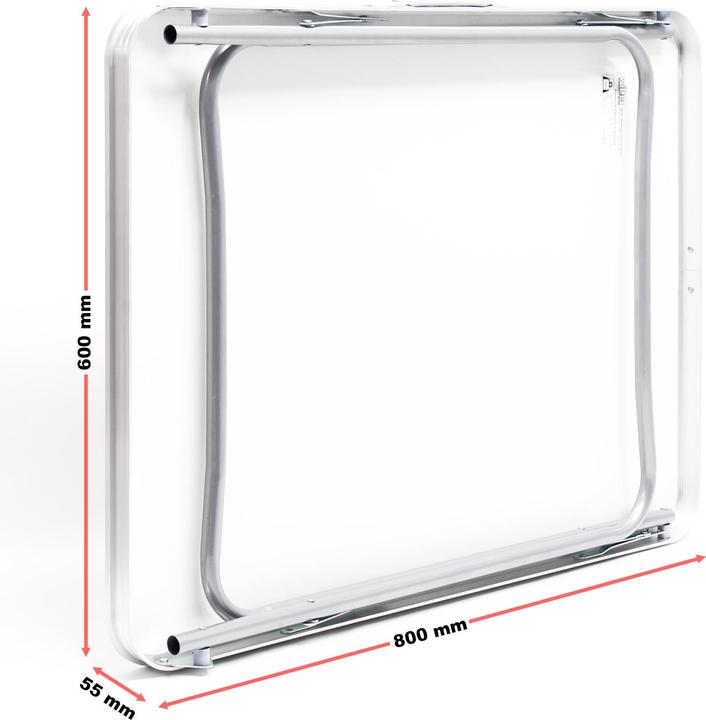 Actual product image Wiltec Folding camping table 80x60cm aluminium white table top Folding table