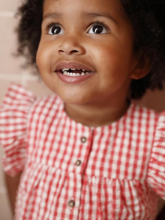 Produktbild Vertbaudet Baby Bluse aus kariertem Seersucker mit Volantärmeln (80)