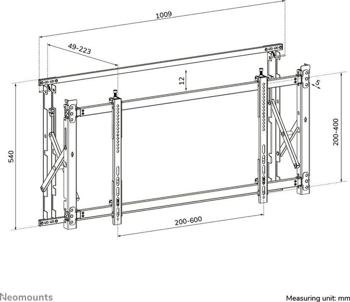 Image du produit Neomounts LED-VW1750BLACK est un support mural pour mur d'images pour écrans plats jusqu'à (Mur, 55", 35 kg)