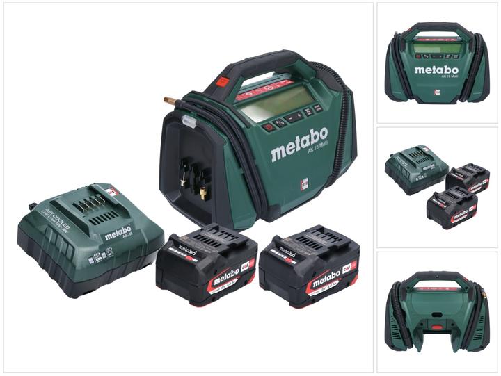 Immagine prodotto Metabo AK 18 Compressore multi batteria 18 V 11 bar + 2x batteria 4.0 Ah + caricabatterie (11 bar, 0 l)