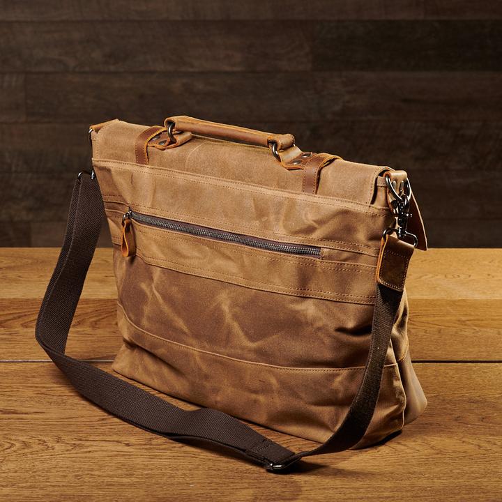 Actual product image Only-Bags.Store Canvas Messenger Bag, Tan Laptop Bag, Leather Briefcase, Wax Canvas Messenger Bag