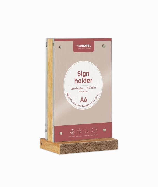 Actual product image Europel Deluxe table stand, DIN A6 high, wooden base (A6)