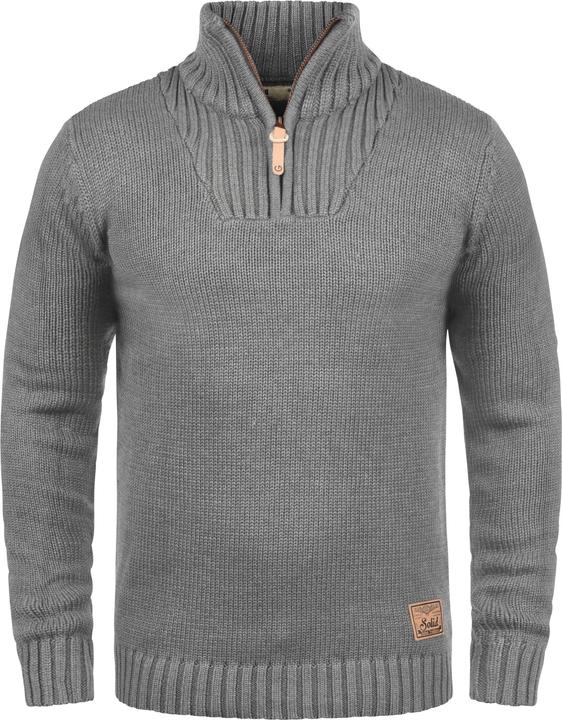 Image du produit Solid Petro Pull En Grosse Maille À Col Camionneur Pull-Over Pour Homme Avec Col Droit Avec Fermetur (M)