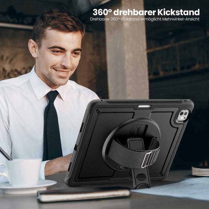 Produktbild RPD iPad Pro 11” 5. Gen. (M4, 2024) - - HEX-S FE, Rugged TPU Case mit Handstrap, schwarz (iPad Pro 11 2024 (5. Gen))