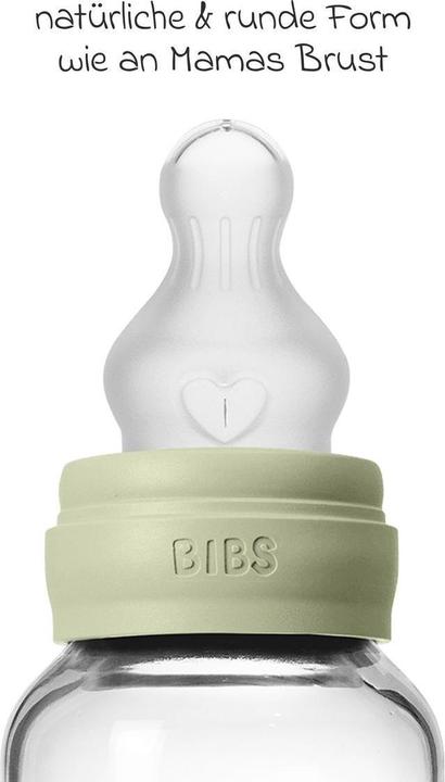 Produktbild Bibs Babyflaschen Glas-Flasche Baby Bottle Round 120 ml + Silikon-Trinksauger (120 ml)