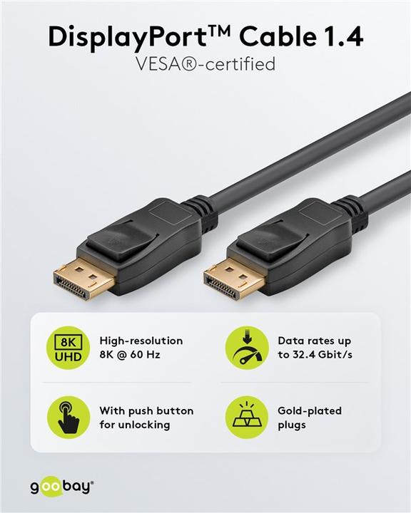 Produktbild Goobay DisplayPort-Verbindungskabel 1.4 (2 m, DisplayPort)