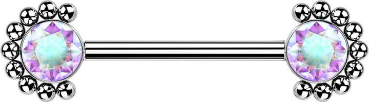 Actual product image Star Piercing Barbell Innengewinde silber front Kugelhalbblume Kristall multicolor (without brass, Titanium G23)