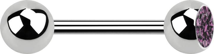 Produktbild Star Piercing Barbell silber mit Kugel und Kugel Kristall hellviolett (ohne Messing, Chirurgenstahl 316L)