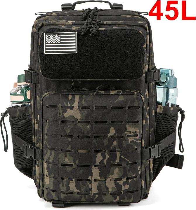 Immagine prodotto Only-Bags.Store Zaino tattico Outdoor Survival Bug Out Bag piccolo zaino scuola Hking con portabicchieri (25 l)