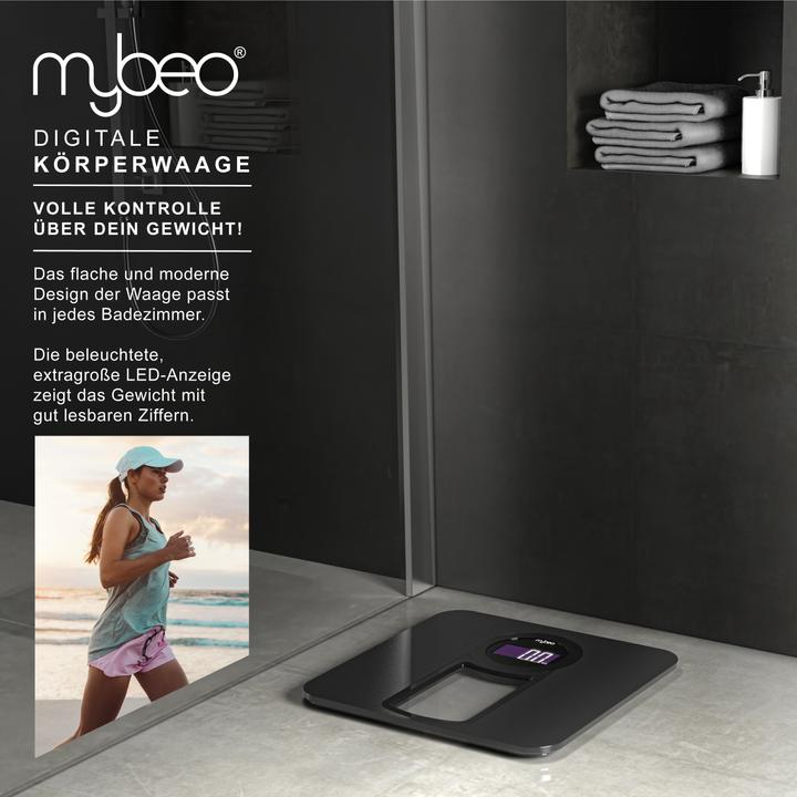 Immagine prodotto Mybeo Bilancia pesapersone digitale, bilancia da bagno con vetro di sicurezza da 6 mm, bilancia personale (150 kg)