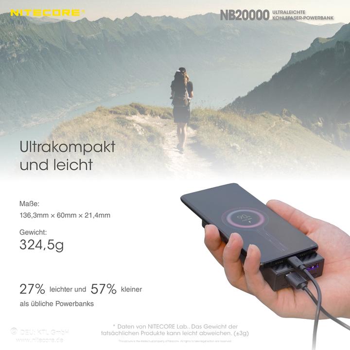Image du produit Nitecore NB20000 (20000 mAh, 45 W, 77 Wh)