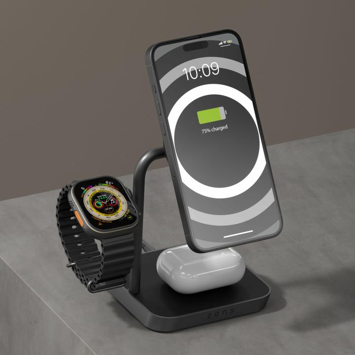 Actual product image Zens 1x 15W Qi2, 1x 5W Apple Watch, 1x 5W Qi incl. charger (15 W)