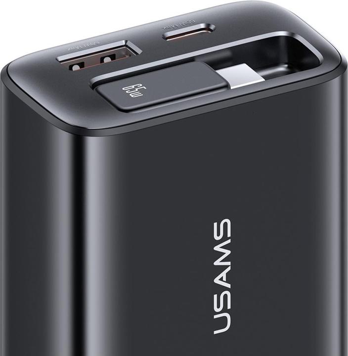 Produktbild Usams CC299 65W Fast Charger With Retractable Type-C Cable (EU) - Xiang Series White (65 W)
