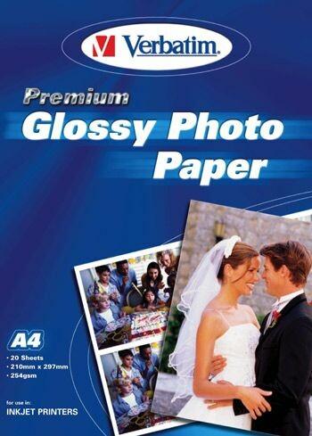 Image du produit Verbatim Papier photo A4 Premium Glossy, 20 pièces (254 g/m², A4, 20 x)