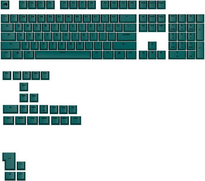 Actual product image Glorious GPBT Basics Keycaps, ANSI Layout (US), PBT, Dye-Sub - Totem Green