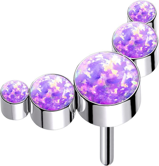 Star Piercing Threadless silber fünf Opale violett (Titan G23, ohne Messing)