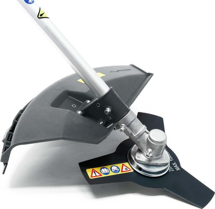 Actual product image Wiltec 5in1 petrol multitool 1.76hp grass trimmer hedge trimmer pole pruner scythe garden (Metal cutting blade)