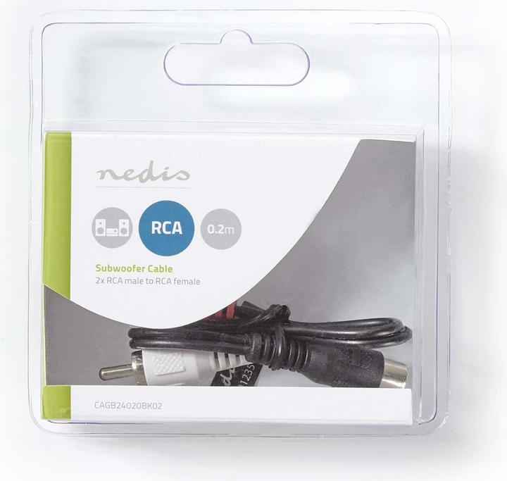 Actual product image Nedis Subwoofer cable 2 x cinch plug - cinch socket 0.2 m (0.20 m, Cinch)