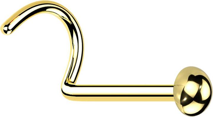 Produktbild Star Piercing Nasenstecker gebogen vergoldet mit Kuppel (ohne Messing, Titan G23)