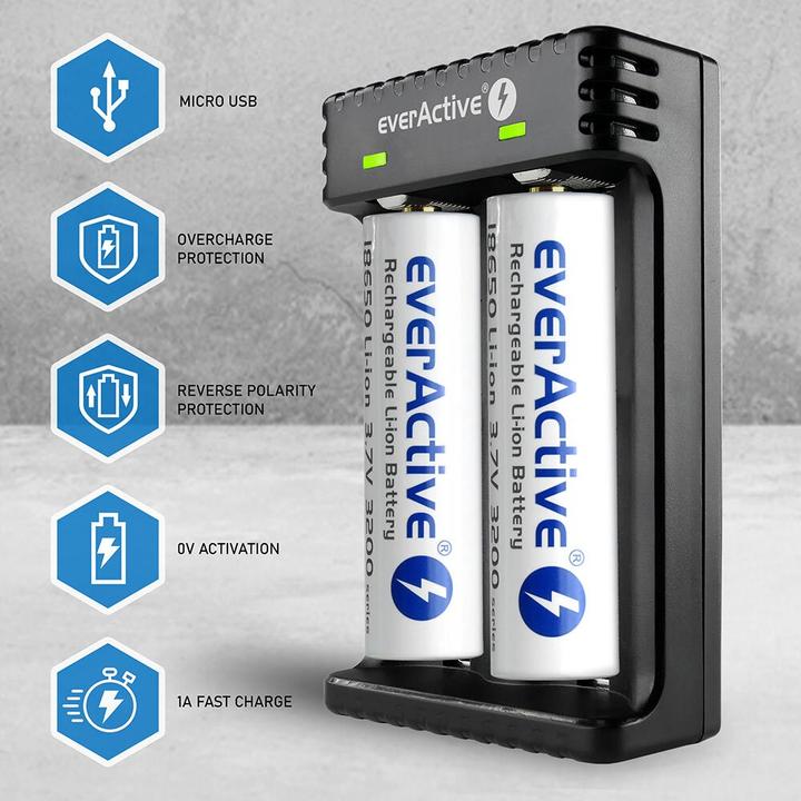 Actual product image Everactive Batterieladegerät für Li-Ionen-Akkus LC-200 (1 pcs., AAA, AA, C, AAAA, 2200 mAh, Chargers without battery)
