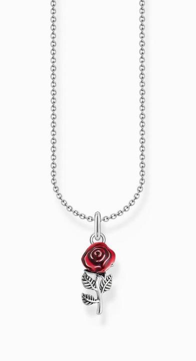 Immagine prodotto Thomas Sabo Collana con ciondolo a forma di rosa rossa in argento (Argento 925, Smalto, 38 cm)