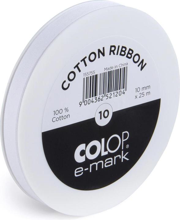 Colop Nastro tessile e-mark 10 mm x 25 m, Bianco (Nastro da regalo, 1 x)