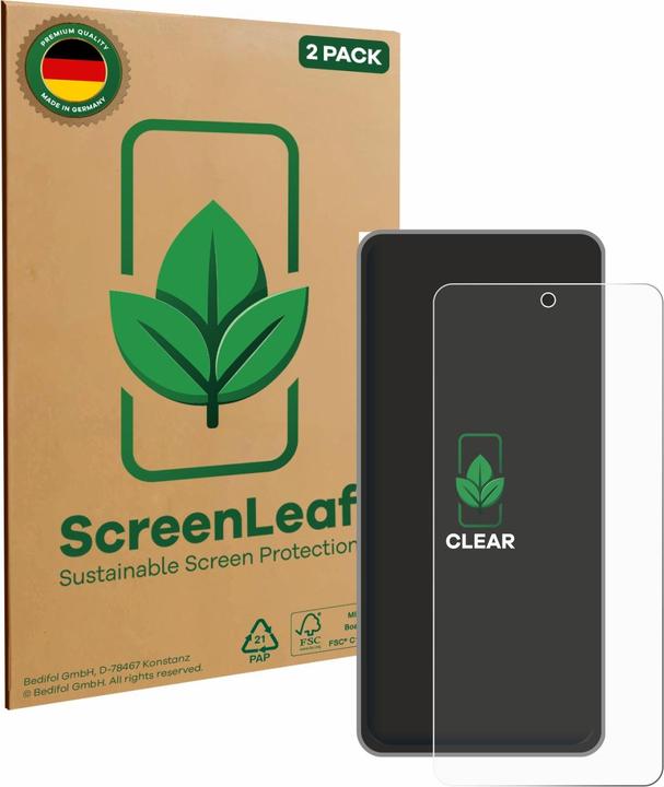 Actual product image ScreenLeaf Screen Protector sustainable Screen Protection, clear, anti-scratch (2 Piece, Realme GT7)
