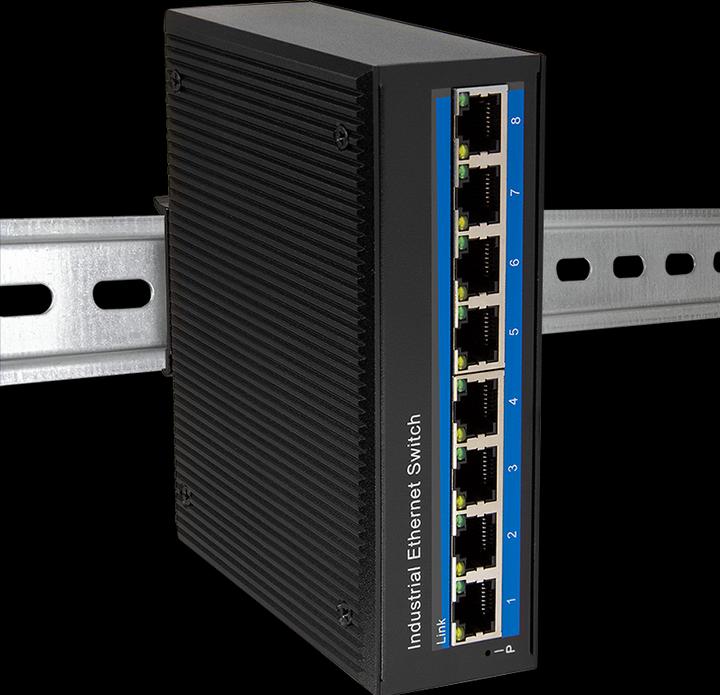 Actual product image LogiLink NS200 Industrial Fast Ethernet Switch 8-Port 10/100 Mbps DIN Rail Mounting (8 Ports)