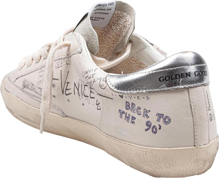 Produktbild Golden Goose super star sneakers in leather and suede color white and silver (40)