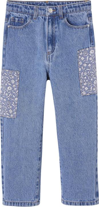 Vertbaudet Mädchen Loose-fit-Jeans mit Blumen-Applikation (158)