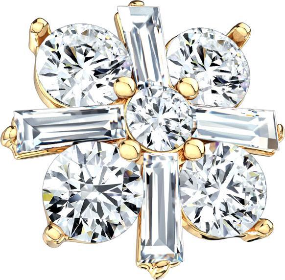 Star Piercing Dermal Anchor vergoldet Prinzesschliff (Chirurgenstahl 316L, Messing)