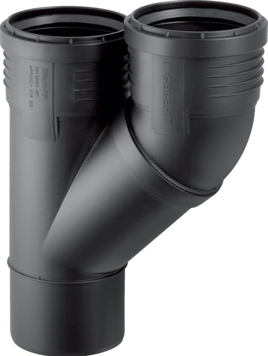 Productafbeelding Geberit Vertriebs GmbH Silent-PP parallelle aftakking 45 graden, met aansluitmoffen DN90/90
