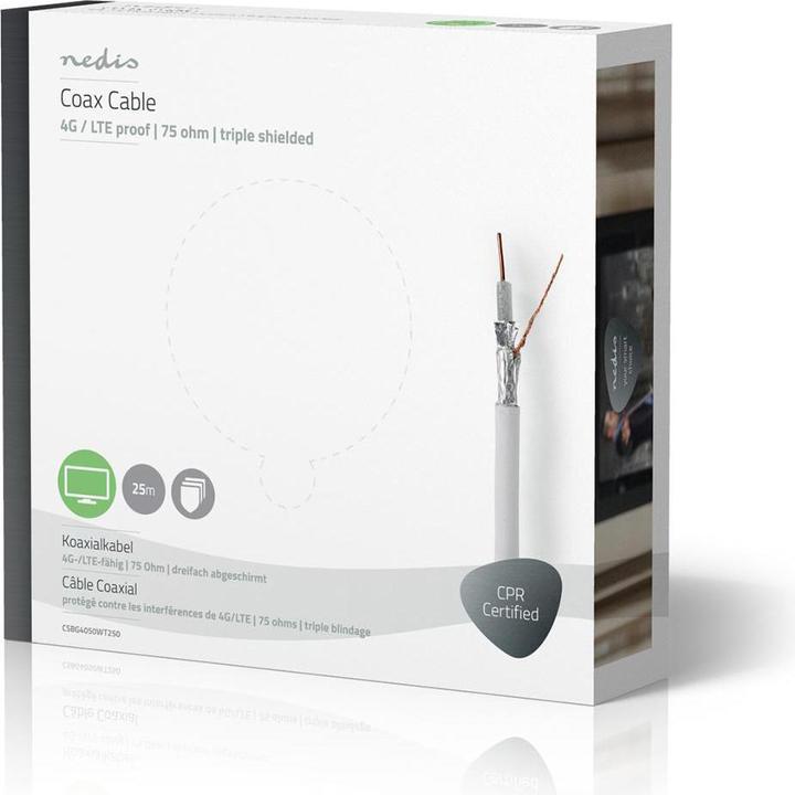Actual product image Nedis Antenna cable on roll | 4G / LTE Secure | 75 Ohm | 3-fold shielded | ECA | 25.0 m | Coax | (75 dB, Antenna cable)