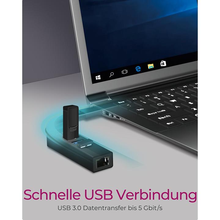 Actual product image Icy Box Hub IcyBox 4-Port IB-HUB1419-LAN USB 3.0 Hub & LAN Adapter (USB-C, 4 Ports)