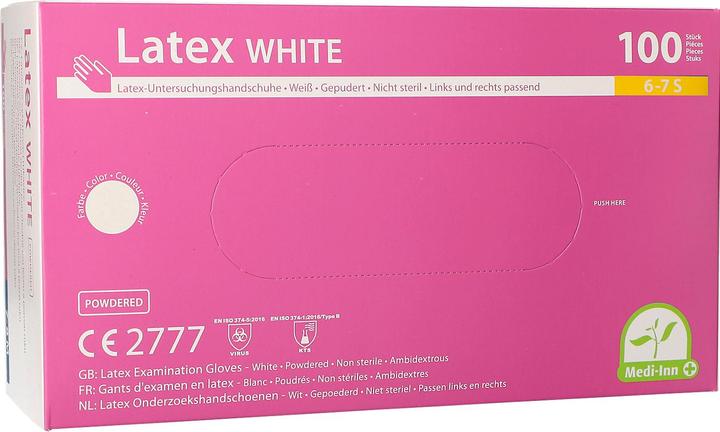Produktbild Papstar Einmalhandschuhe Medi-Inn® PS Latex White, für links & rechts, gepudert, nicht steril, divers... (S)