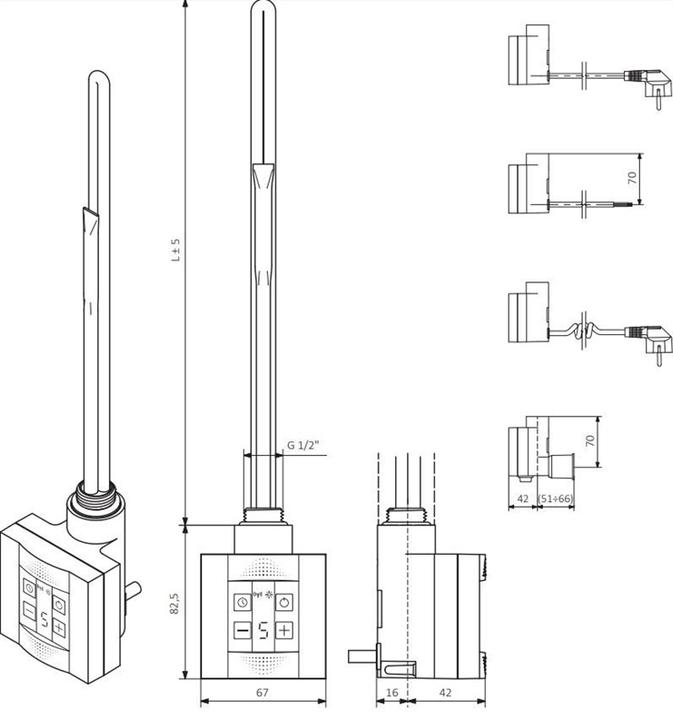 Image du produit Terma Contrôleur de cartouche chauffante KTX 4 Câble spiralé, blanc