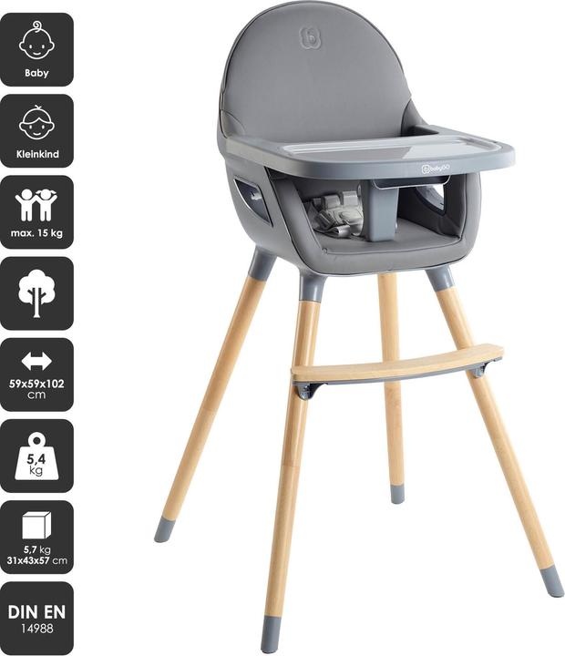 Produktbild BabyGo Hochstuhl Skandi grau (Hochstuhl)