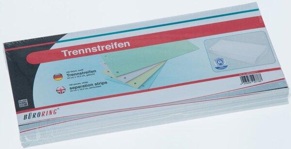 Produktbild Büroring Trennstreifen weiss, 10,5 x 24 cm, 190g/qm Karton, gelocht, 100 Stück
