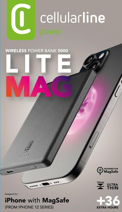 Immagine prodotto Cellularline Cellular Line Power Bank 5000mAh MagSafe Grigio (5000 mAh, 20 W)