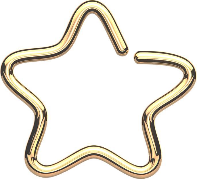 Star Piercing Micro Piercing Ring Stern vergoldet mit Titanium Schicht (Chirurgenstahl 316L, ohne Messing)
