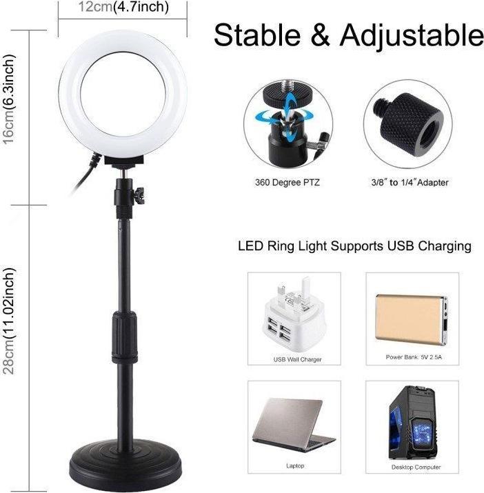 Actual product image Puluz Ring LED lamp with adjustable base PU391 (Ring light)